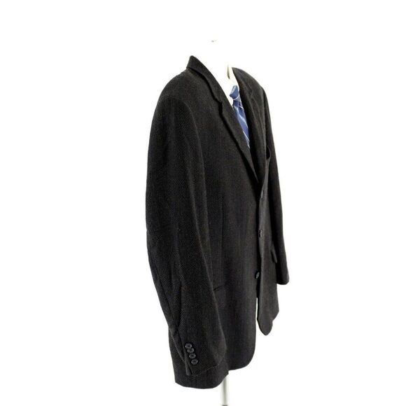 Joseph Abboud Soft Tweed Wool Blue Black Tan Check 3 Button Sport Coat 44R - Picture 8 of 14